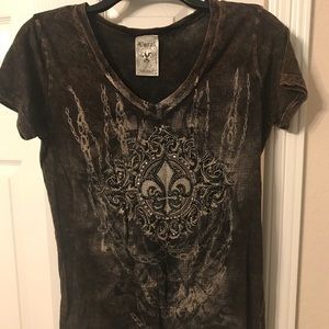 NWOT Vocal Black faded t-shirt with bling L/XL